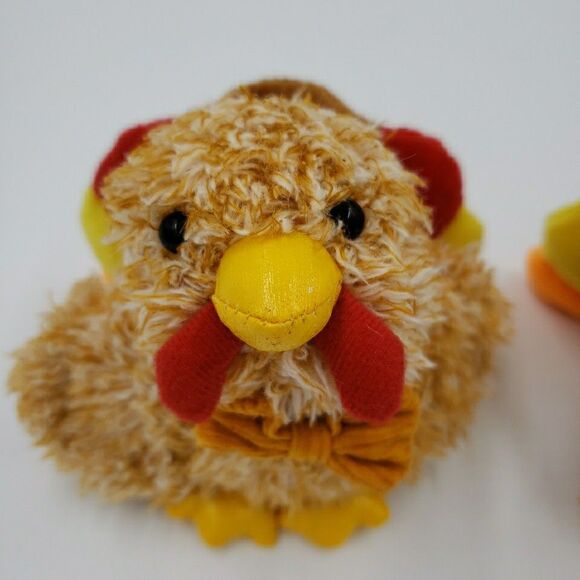 Vtg Anico Plush Stuffed Animal Turkey PAIR Colorful Soft Small 5” Thanksgiving - Picture 7 of 16